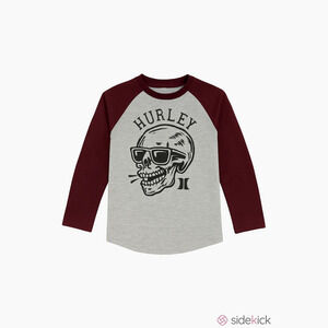 Hurley casual pull-on shirt burgundy gray graphic design round neck Boys 6
